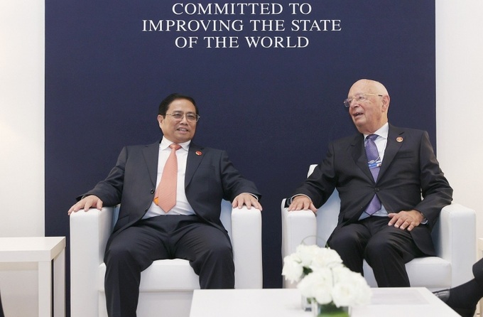 Thủ tướng Phạm Minh Chính tiếp Giáo sư Klaus Schwab, nhà sáng lập kiêm Chủ tịch điều hành WEF.