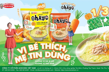 Acecook Việt Nam ra mắt cháo ăn liền Ohayo hương vị gà bí đỏ mới