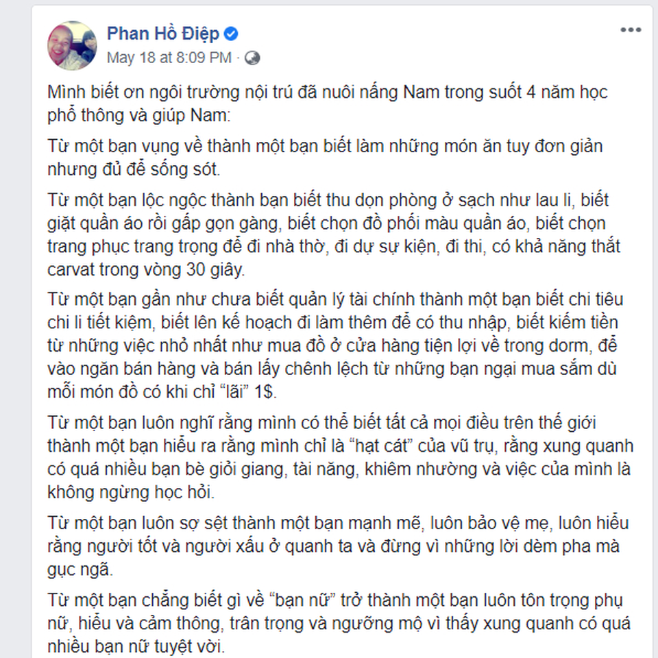 “Hot mom” Phan Hồ Điệp: “Mình biết ơn trường nội trú đã nuôi nấng Nam” - 1 “Hot mom” Phan Hồ Điệp: “Mình biết ơn trường nội trú đã nuôi nấng Nam” - 1