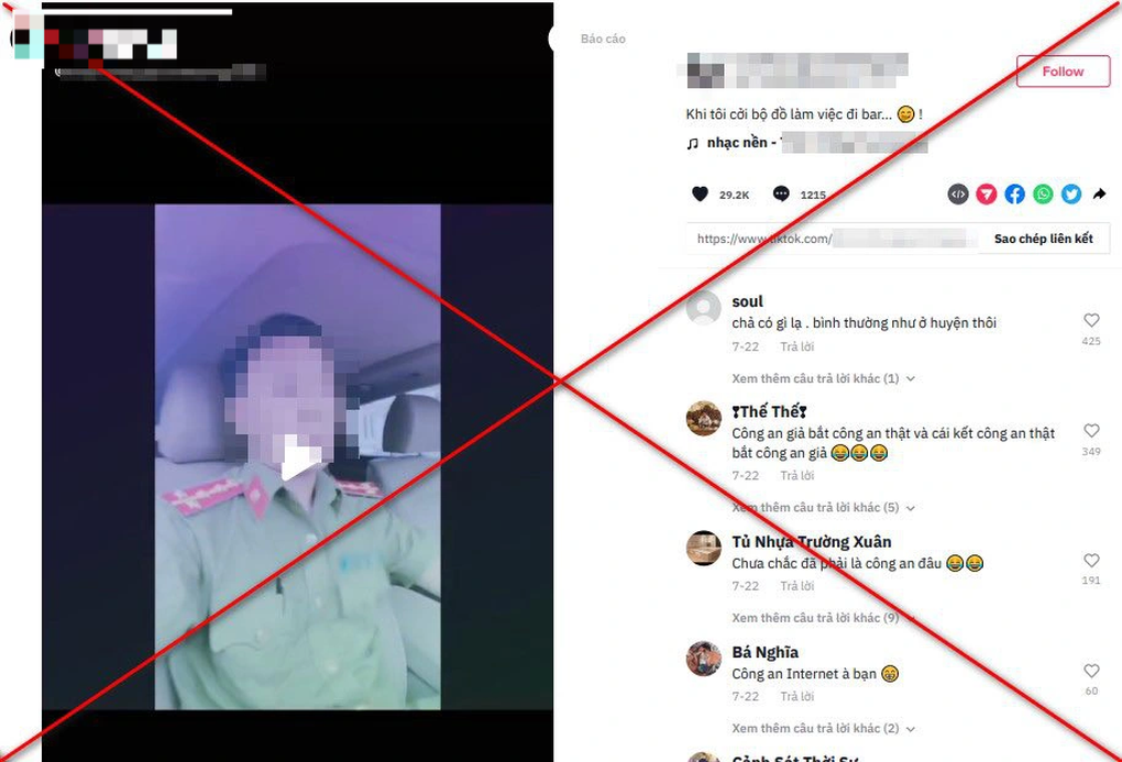 Mặc trang phục công an chụp ảnh đăng TikTok khoe đi bar - 1 Mặc trang phục công an chụp ảnh đăng TikTok khoe đi bar - 1