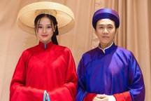 Vợ chồng Anh Đức - Anh Phạm diện áo dài cưới phong cách xưa