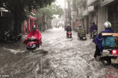 Hà Nội: Mưa lớn 30 phút, phố ngập thành sông