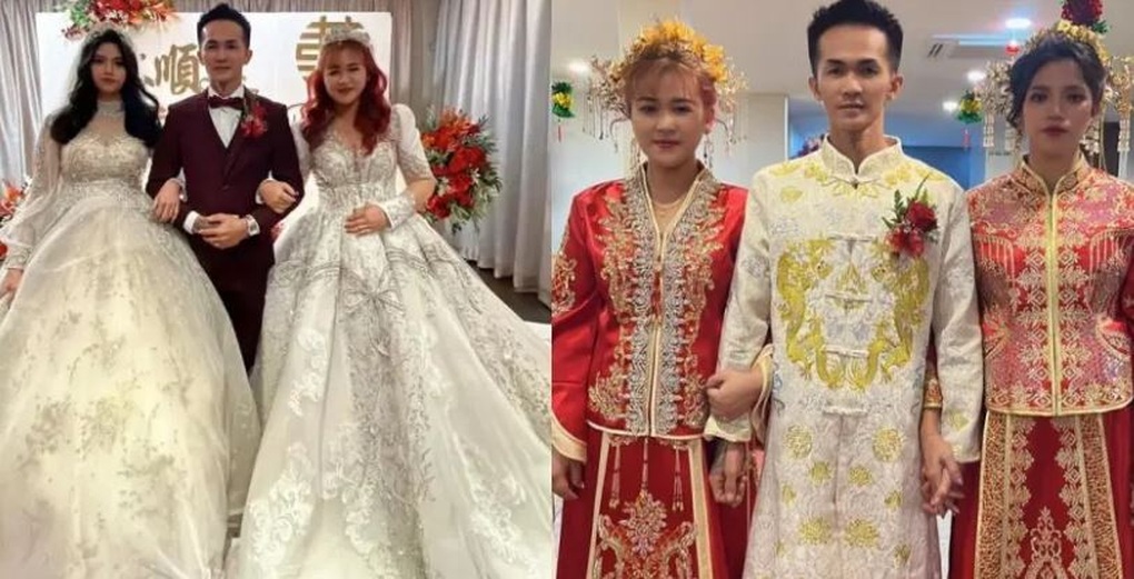 Xôn xao hình ảnh một chú rể ở Malaysia tổ chức đám cưới với 2 cô dâu - 1