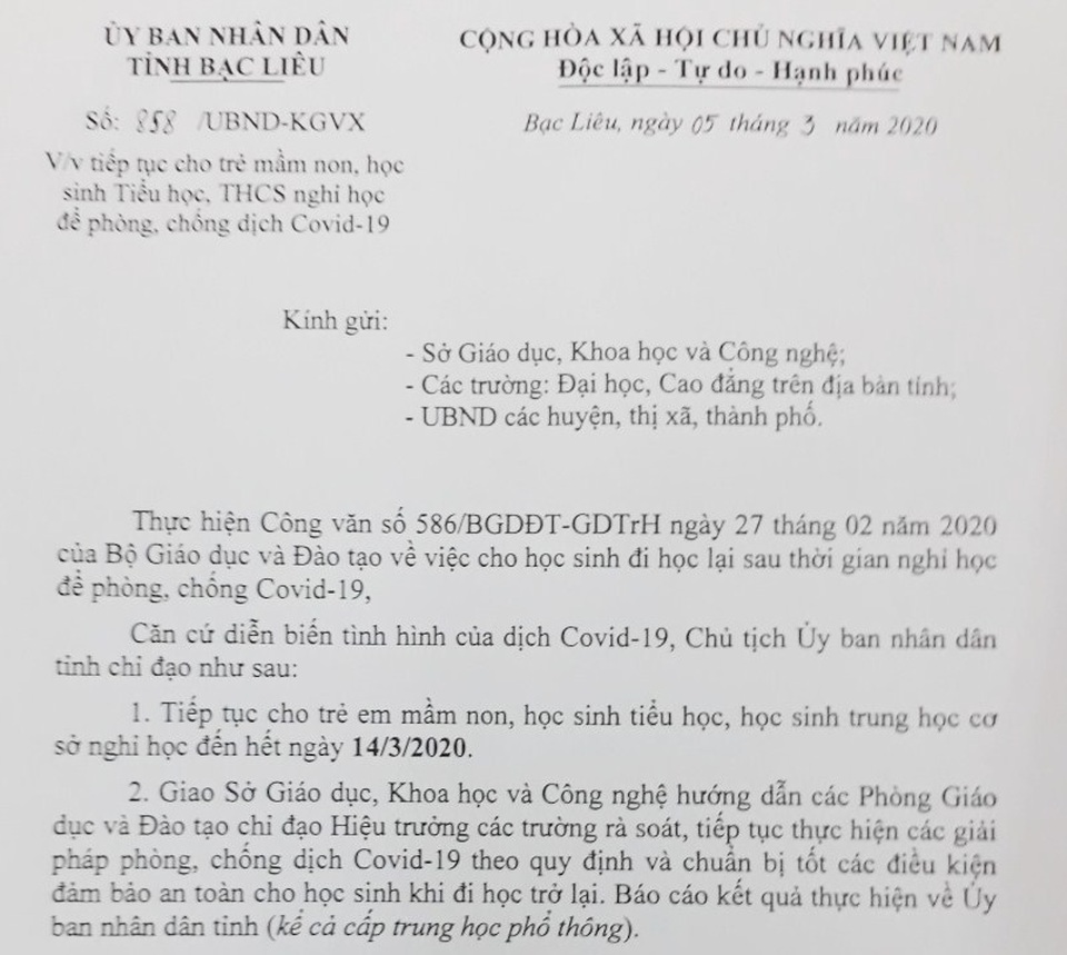 Lào Cai, Bạc Liêu: Học sinh từ Mầm non đến THCS nghỉ tiếp 1 tuần - 1 Lào Cai, Bạc Liêu: Học sinh từ Mầm non đến THCS nghỉ tiếp 1 tuần - 1