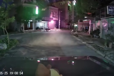 Tài xế giật mình phanh gấp tránh em bé bất ngờ lao ra đường