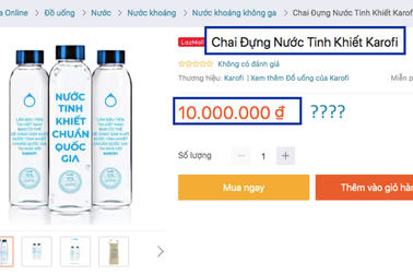Nhà bán hàng giải thích sao về chai nước có giá đến 10 triệu đồng?