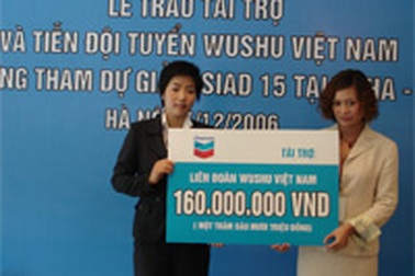 Chevron tài trợ 160 triệu đồng cho Wushu Việt Nam