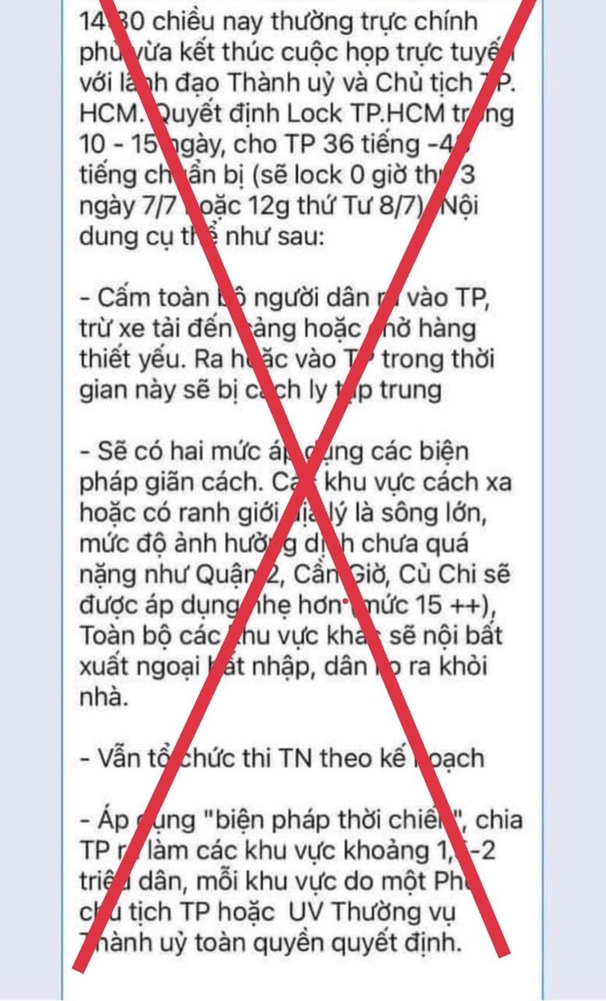 Thông tin “lock TPHCM trong 10-15 ngày” là giả mạo - Ảnh 1.