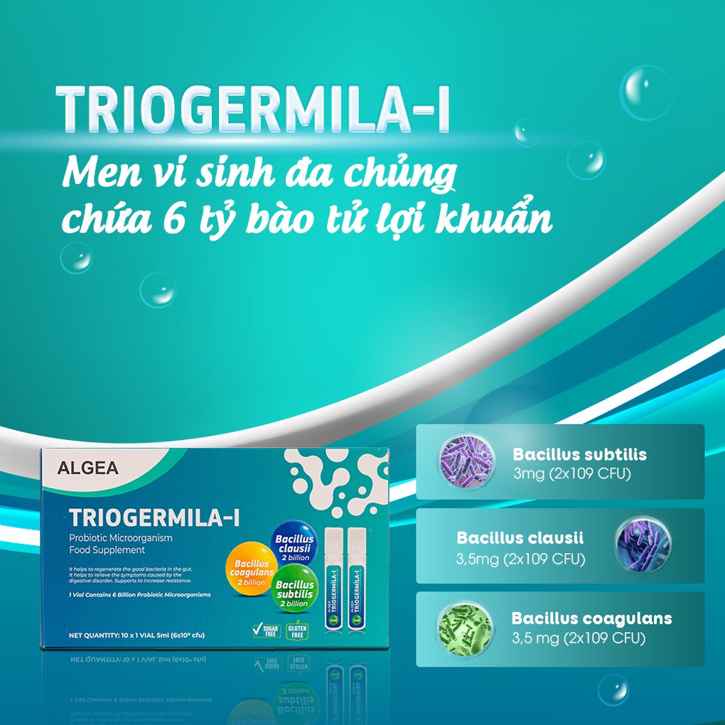 Chế phẩm sinh học Triogermila-I hỗ trợ bổ sung bào tử lợi khuẩn đường ruột cho trẻ - 3 Chế phẩm sinh học Triogermila-I hỗ trợ bổ sung bào tử lợi khuẩn đường ruột cho trẻ - 3