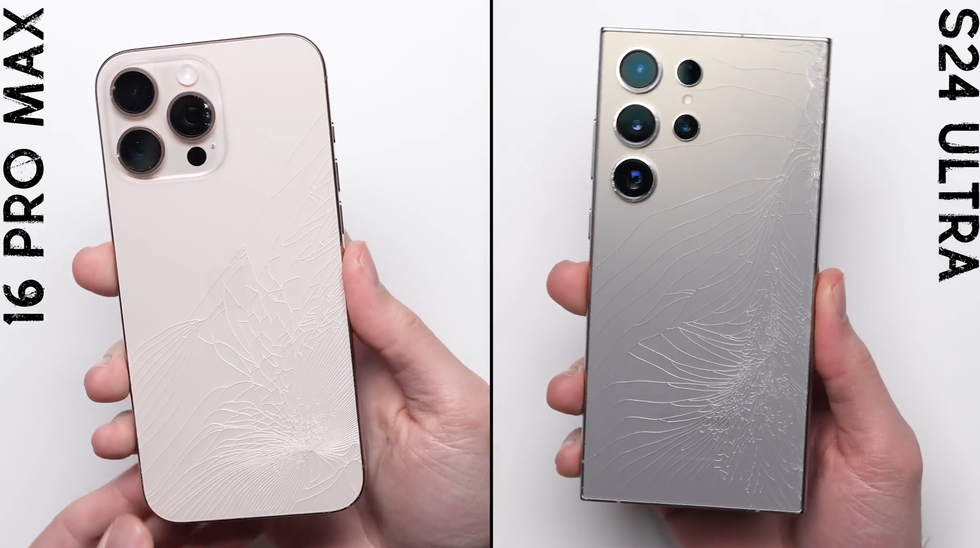 iPhone 16 Pro Max đọ độ bền với Galaxy S24 Ultra khi thả rơi tự do - 2 iPhone 16 Pro Max đọ độ bền với Galaxy S24 Ultra khi thả rơi tự do - 2