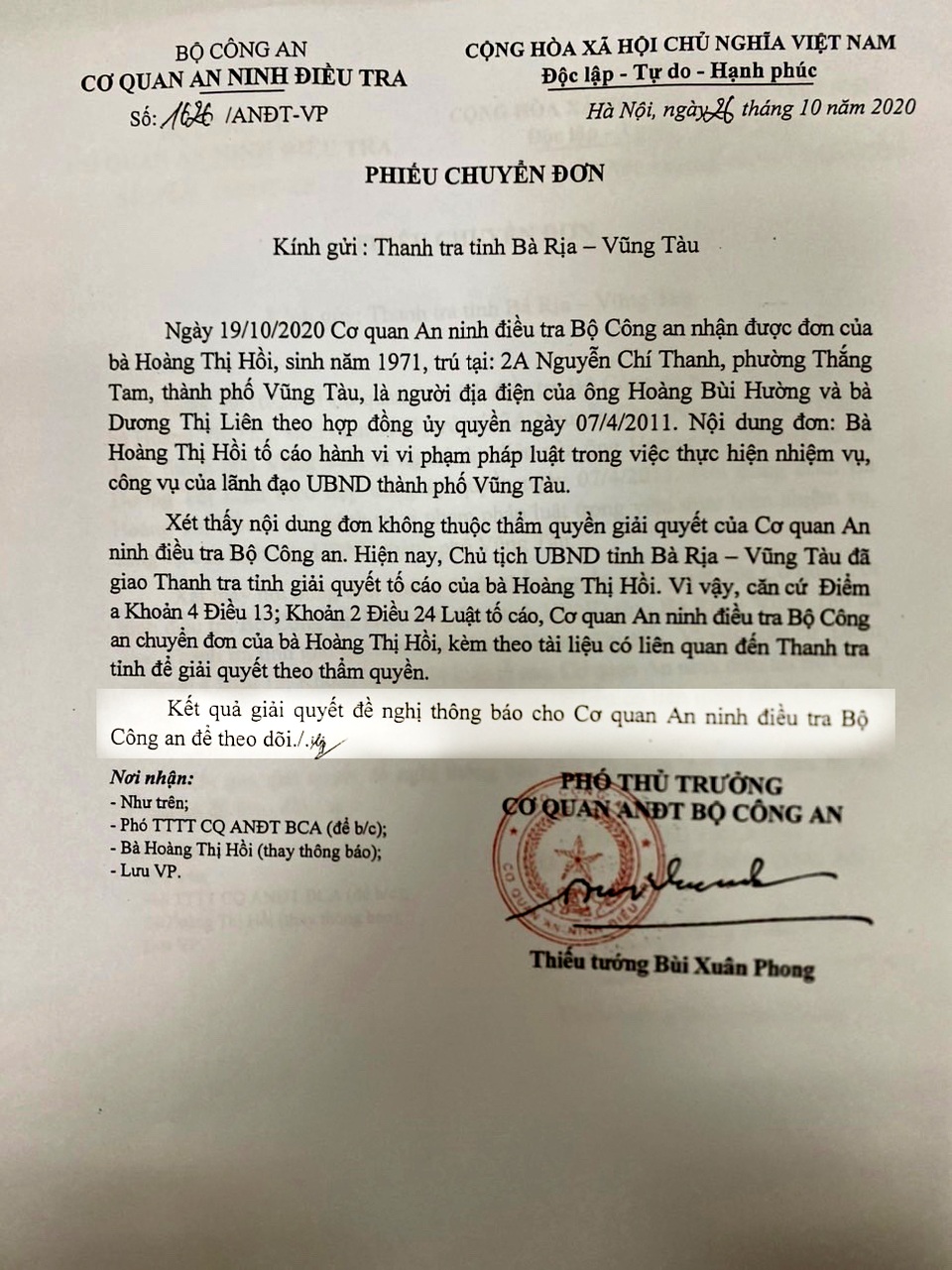 Bộ Công an giám sát quá trình giải quyết vụ “hành dân” tại TP Vũng Tàu - 1 Bộ Công an giám sát quá trình giải quyết vụ “hành dân” tại TP Vũng Tàu - 1