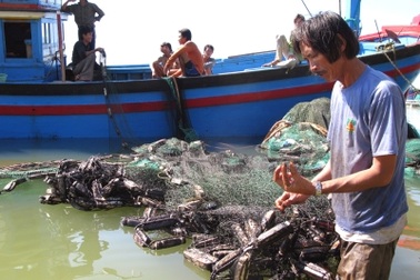 Dầu từ tàu bị nạn loang bẩn biển Phú Yên