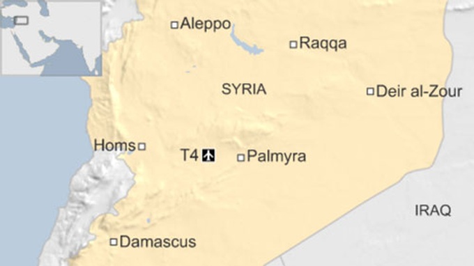 Vị trí căn cứ không quân T-4 của Syria. Đồ họa: Worldtribune.