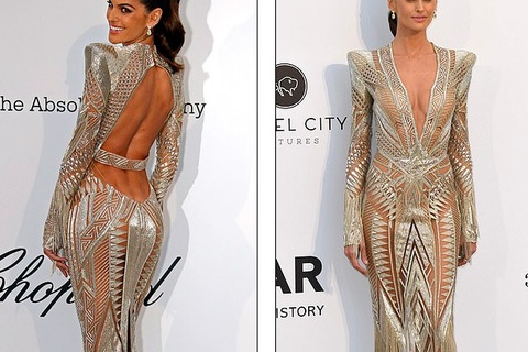 Izabel Goulart diện váy xuyên thấu khoe lưng trần