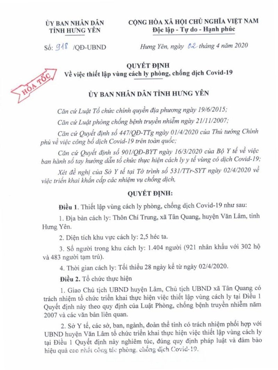 Có ca bệnh Covid-19, thôn 1.400 dân ở Hưng Yên bị cách ly 28 ngày - 1 Có ca bệnh Covid-19, thôn 1.400 dân ở Hưng Yên bị cách ly 28 ngày - 1