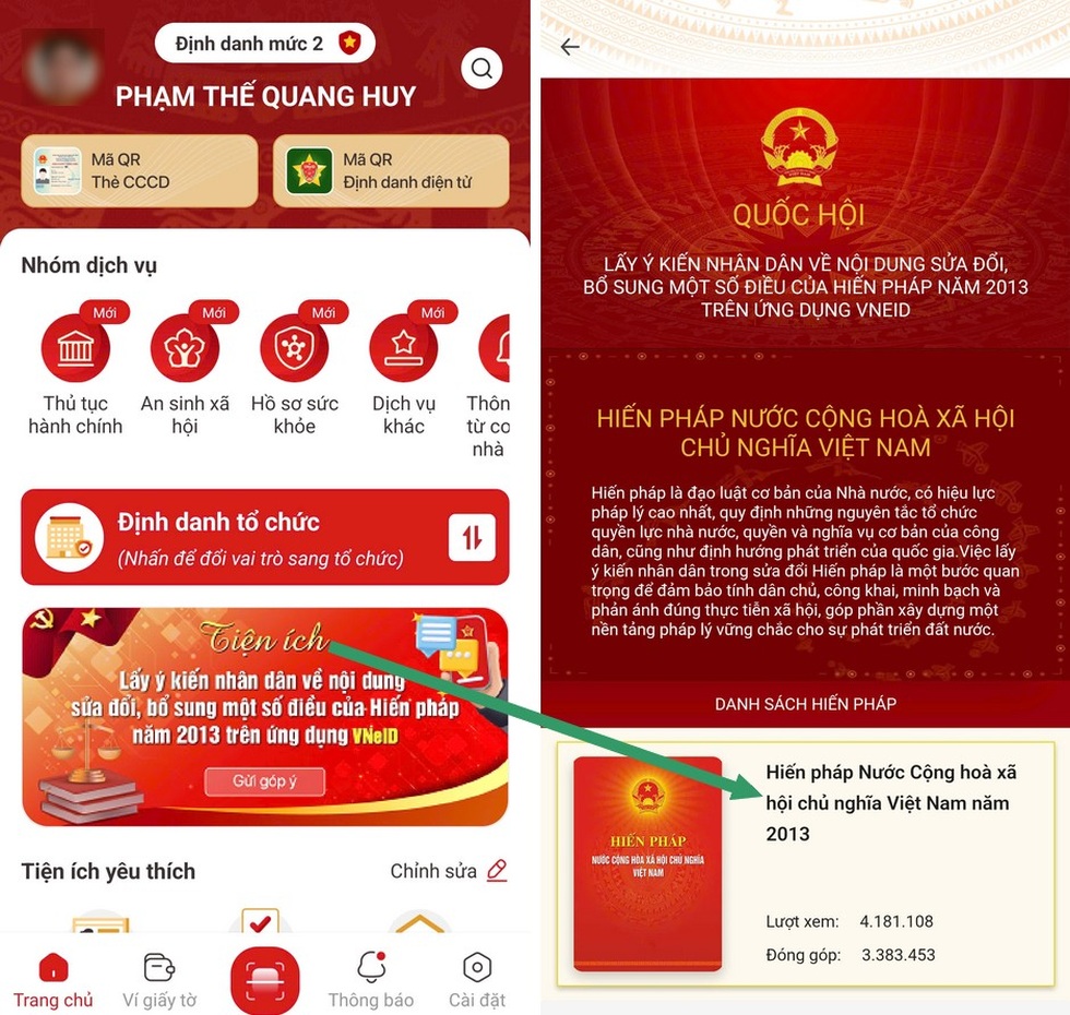 Hướng dẫn cách góp ý sửa đổi Hiến pháp thông qua ứng dụng VNeID - 2 Hướng dẫn cách góp ý sửa đổi Hiến pháp thông qua ứng dụng VNeID - 2