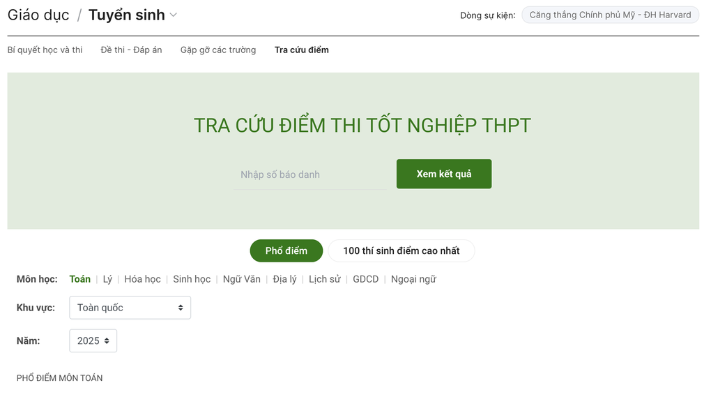 Chính thức công bố điểm thi tốt nghiệp THPT 2025, tra cứu qua Dân trí - 1 Chính thức công bố điểm thi tốt nghiệp THPT 2025, tra cứu qua Dân trí - 1