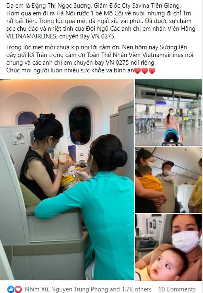 Tình người ấm áp trên chuyến bay của Vietnam Airlines - Ảnh 2.