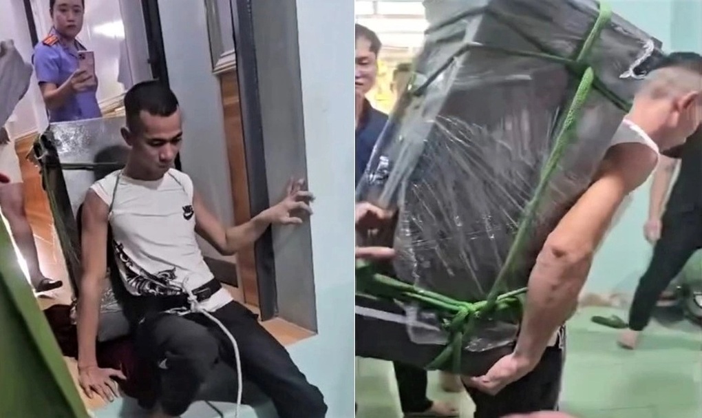 Tên trộm thực nghiệm lại hành vi cõng két sắt - 1