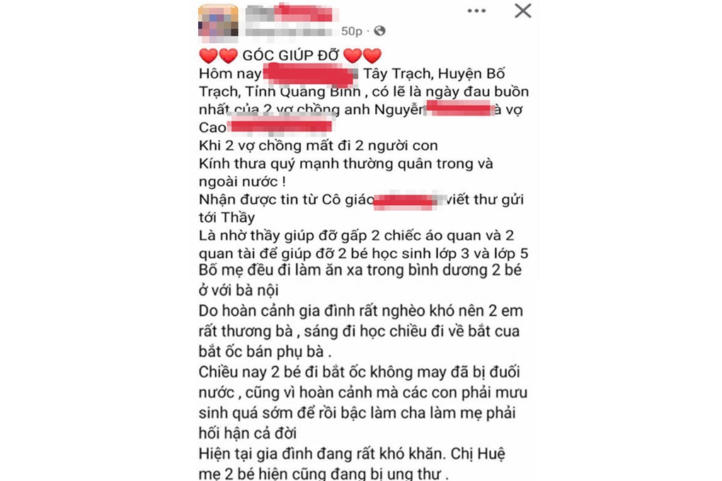 Lập Facebook ảo kêu gọi ủng hộ, chiếm đoạt tiền từ thiện - 1 Lập Facebook ảo kêu gọi ủng hộ, chiếm đoạt tiền từ thiện - 1