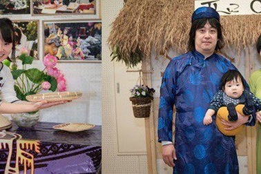 Bạn bè Nhật hào hứng trải nghiệm áo dài Việt