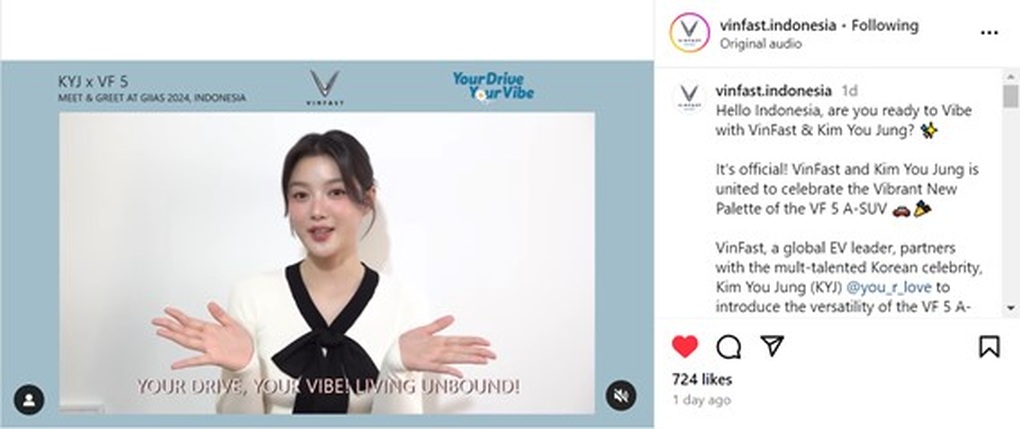 Kim You Jung là đại sứ thương hiệu mẫu xe VinFast VF 5 tại Indonesia, Thái Lan - 1 Kim You Jung là đại sứ thương hiệu mẫu xe VinFast VF 5 tại Indonesia, Thái Lan - 1
