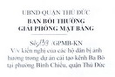 Kiến nghị của các hộ dân xung quanh việc cải tạo kênh Ba Bò đang được kiểm tra, làm rõ