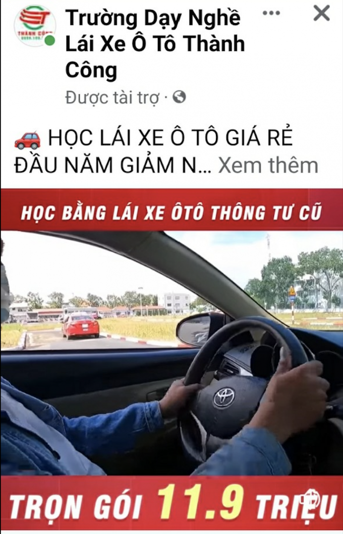 Trường dạy nghề lái xe ôtô Thành Công với chí phí trọn gói hạng B1, B2 chỉ 11,9 triệu đồng/học viên.