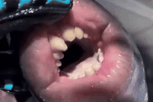 Cận cảnh con cá có hàm răng và "đôi môi" giống hệt con người gây tò mò