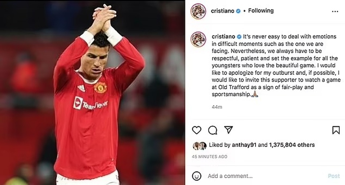 C.Ronaldo lên tiếng xin lỗi sau màn đập vỡ điện thoại của cổ động viên - 2 C.Ronaldo lên tiếng xin lỗi sau màn đập vỡ điện thoại của cổ động viên - 2