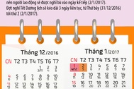 Tết Dương lịch 2017, công chức và viên chức được nghỉ mấy ngày?