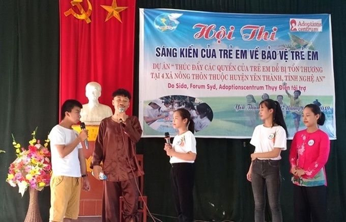 Trẻ em được nói lên tiếng nói của chính mình tại Hội thi Sáng kiến của trẻ em về bảo vệ trẻ em. Ảnh: An Nhiên