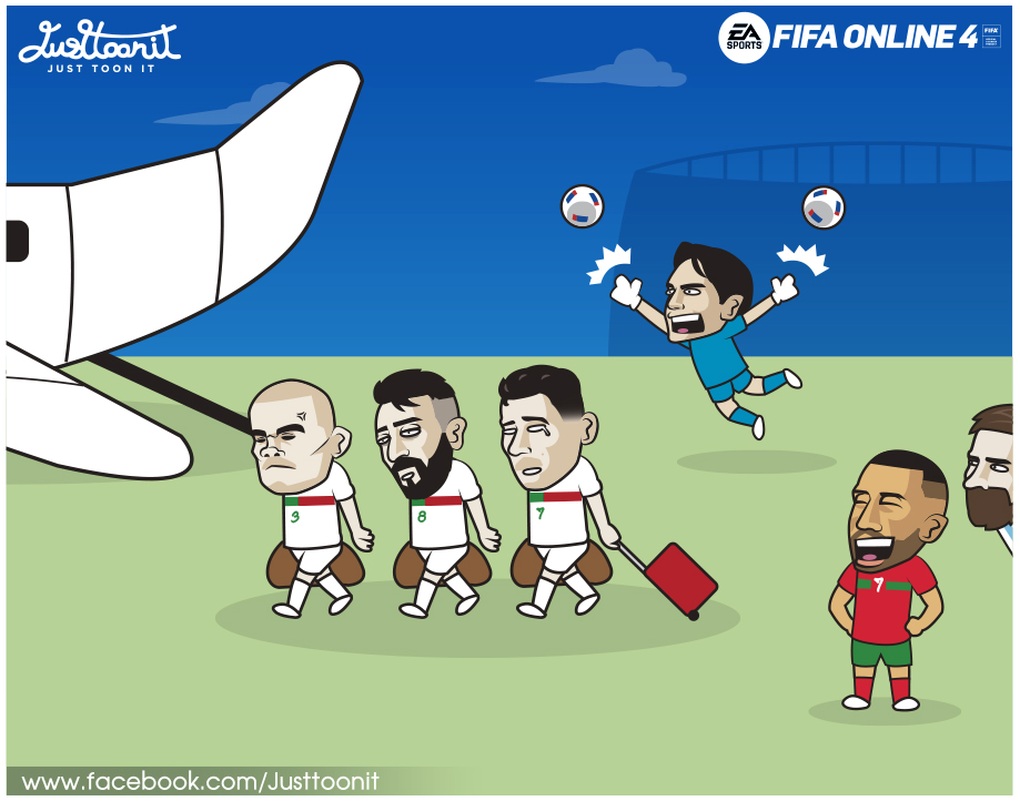 Sự xuất sắc của thủ thành Bono bên phía Ma Rốc đã gieo sầu cho các cầu thủ Bồ Đào Nha (Ảnh: Just Toon It). Sự xuất sắc của thủ thành Bono bên phía Ma Rốc đã gieo sầu cho các cầu thủ Bồ Đào Nha (Ảnh: Just Toon It).