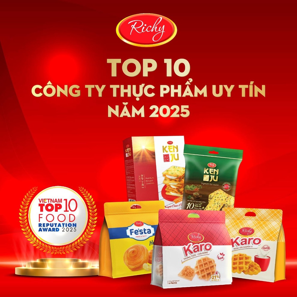 Richy tăng hạng trong “Top 10 công ty thực phẩm uy tín 2025” từ Vietnam Report - 1 Richy tăng hạng trong “Top 10 công ty thực phẩm uy tín 2025” từ Vietnam Report - 1