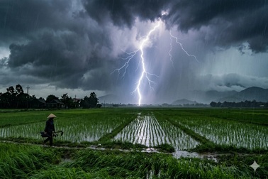 Một buổi chiều, hai người bị sét đánh tử vong