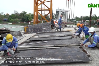 Công trường Cầu Mỹ Thuận 2 gấp rút thi công sau Tết