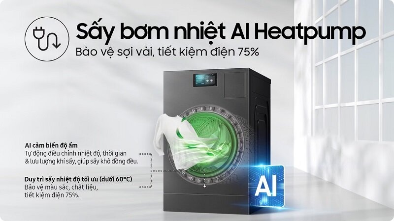 Khám phá máy giặt sấy bơm nhiệt Samsung Bespoke AI WD25DB8995BZSV: "Siêu" hiện đại!