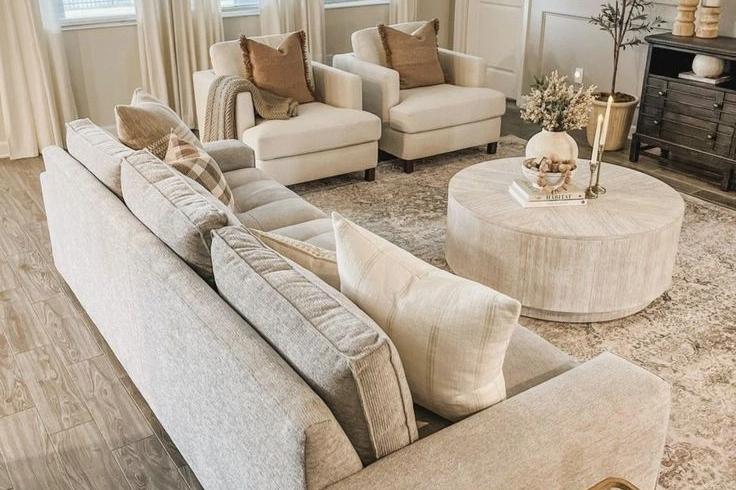 Sofa vải cotton phù hợp với những nơi có khí hậu ấm áp quanh năm (Minh họa: Pinterest).