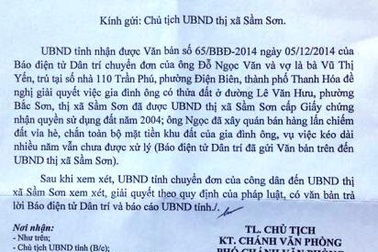 UBND tỉnh Thanh Hóa chỉ đạo TX Sầm Sơn giải quyết khiếu nại của công dân