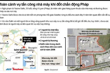 [ĐỒ HỌA] Toàn cảnh vụ tấn công nhà máy khí đốt chấn động Pháp