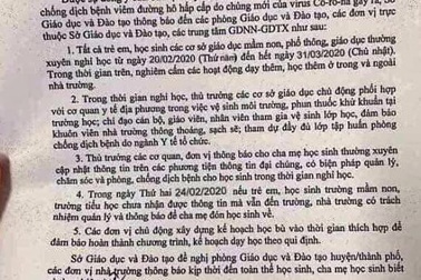 Giả mạo công văn cho học sinh Thái Bình nghỉ học hết tháng 3