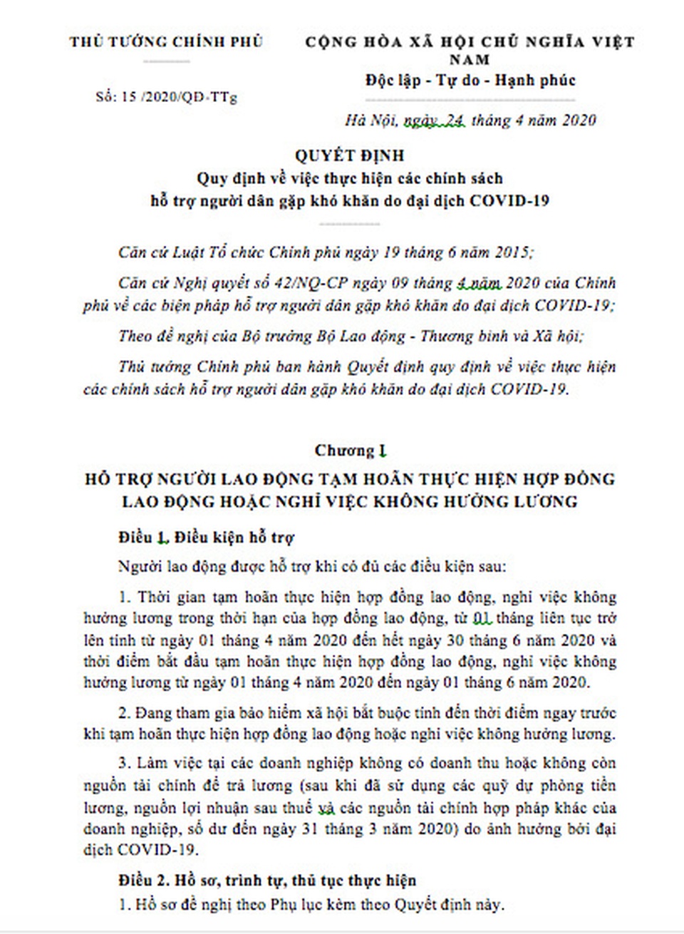 Quyết định quy định thực hiện hỗ trợ người dân gặp khó do dịch Covid-19. - 1 Quyết định quy định thực hiện hỗ trợ người dân gặp khó do dịch Covid-19. - 1