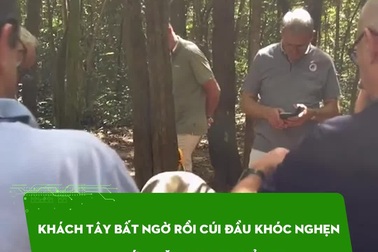 Khách Tây bất ngờ rồi cúi đầu khóc nghẹn khi tới thăm địa đạo Củ Chi