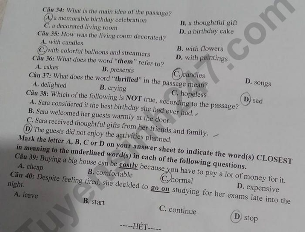 Đề thi và đáp án tất cả các môn thi vào lớp 10 năm 2024 tỉnh Tây Ninh - 9 Đề thi và đáp án tất cả các môn thi vào lớp 10 năm 2024 tỉnh Tây Ninh - 9