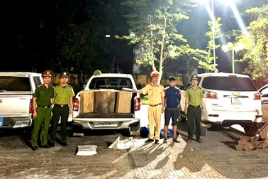 Cảnh sát tuần tra phát hiện ô tô vận chuyển gỗ rừng tự nhiên