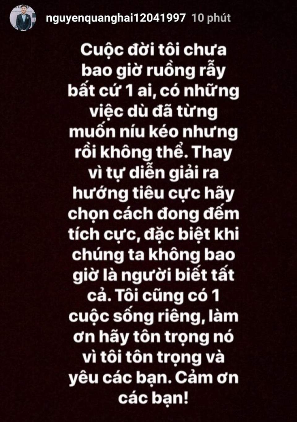 Quang Hải khẳng định “chưa bao giờ ruồng rẫy ai” sau ồn ào tình cảm - 1 Quang Hải khẳng định “chưa bao giờ ruồng rẫy ai” sau ồn ào tình cảm - 1