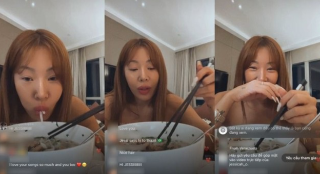 Una cantante coreana transmite en vivo mientras come pho en plena noche, atrayendo a decenas de millones de espectadores - 1 Ca sĩ Hàn Quốc livestream ăn phở giữa đêm, hút chục triệu người xem - 1