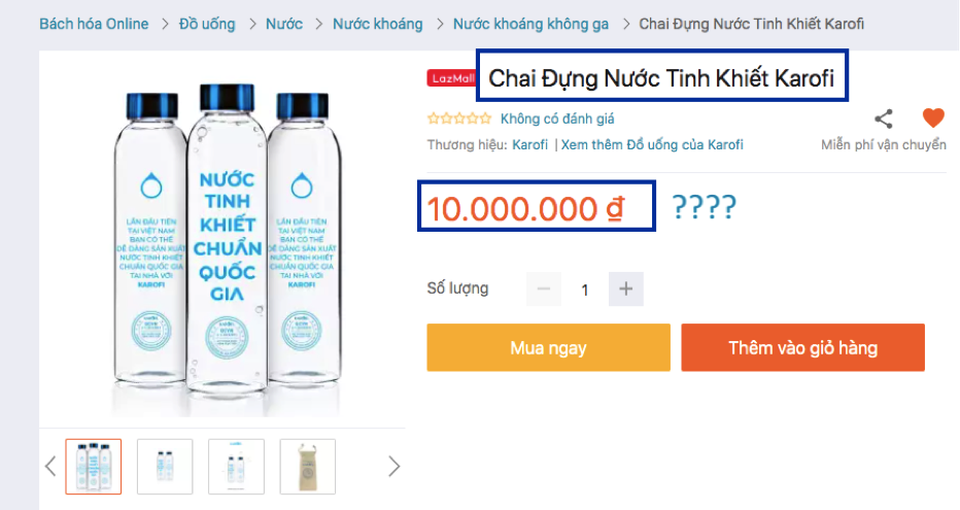 Nhà bán hàng giải thích sao về chai nước có giá đến 10 triệu đồng? - 1 Nhà bán hàng giải thích sao về chai nước có giá đến 10 triệu đồng? - 1