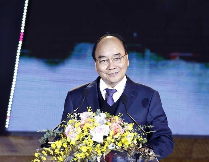 Chủ tịch nước Nguyễn Xuân Phúc phát biểu tại buổi Lễ. Ảnh: Thống Nhất/TTXVN.
