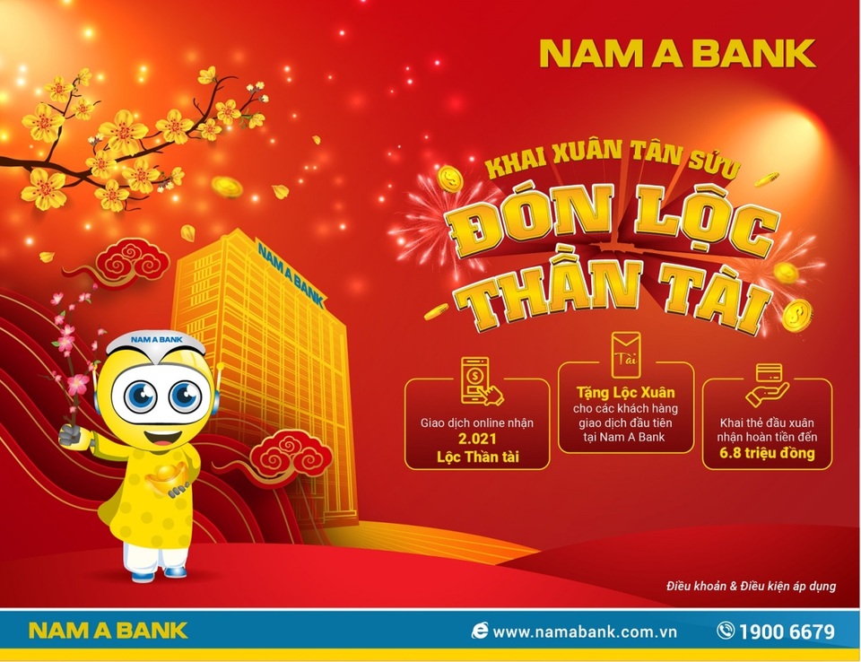 Nam A Bank tặng lộc xuân cho khách hàng giao dịch đầu năm - 1 Nam A Bank tặng lộc xuân cho khách hàng giao dịch đầu năm - 1